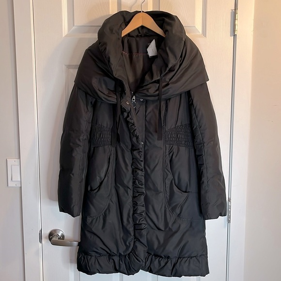 ❤️Tahari winter down puffer jacket women’s black statement collar - Picture 1 of 16